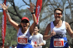 Nadie Mead and Lorraine Lawson Melbourne Marathon finish 2014